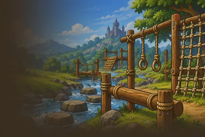 A painted agility course