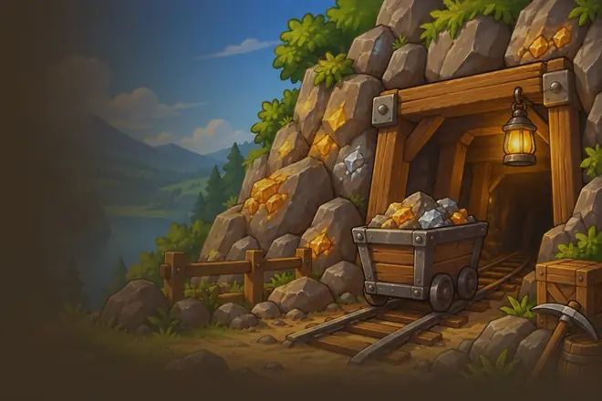 A painted mine entrance